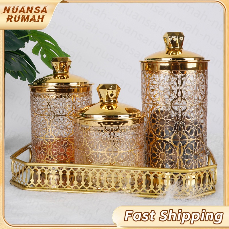 Toples Gold Toples Akrilik Kedap Udara Toples Penyimpanan Toples Kaca Aesthetic Arab Ala Turki Stopl