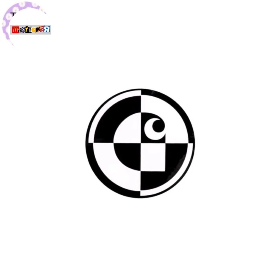 

sticker Carhartt twotone black white logo rounded stiker streetwear