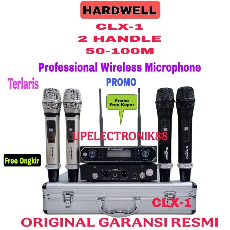 Mic Wireless Hardwell CLX 1 Original 2 Mic Pegang - Hitam