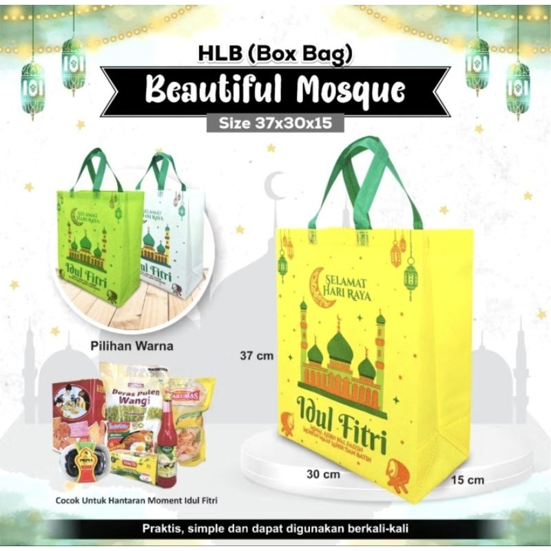 

TAS PARCEL DESAIN IDUL FITRI UK PxLxT 30x15x37cm TAS PARSEL IDUL FITRI BAHAN SPUNBON 75 GSM HAMPERS LEBARAN
