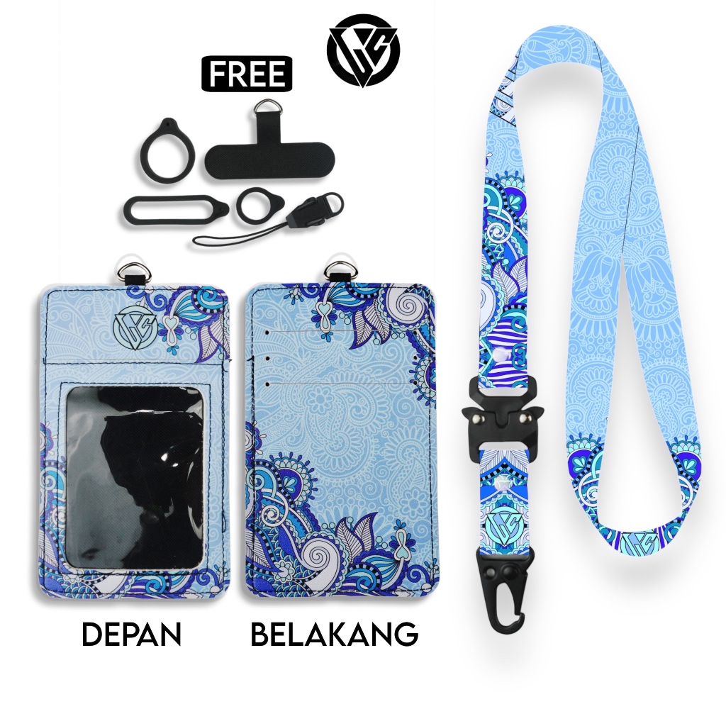 

LC.ID Lanyard Id Card Holder Leather Printing UV Tali Lanyard Holder Kulit Printing - Paisley Series V4