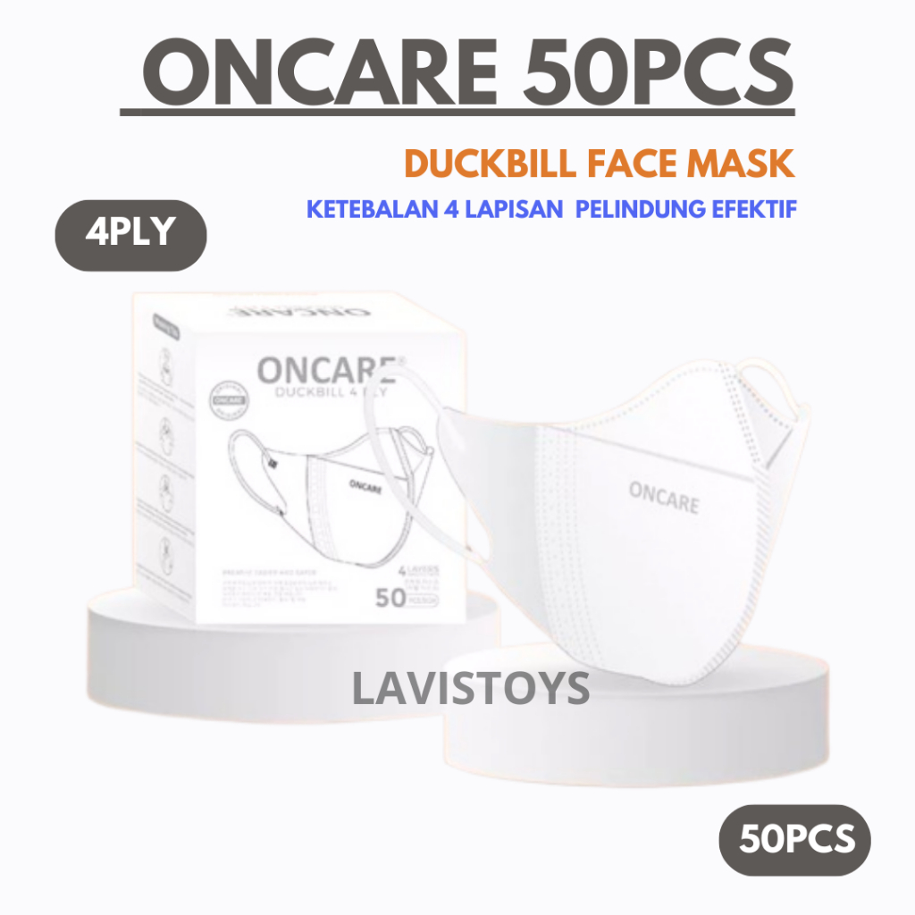 Masker Duckbill Oncare 4Ply isi 50pcs Masker Duckbill Oncare Hitam Putih