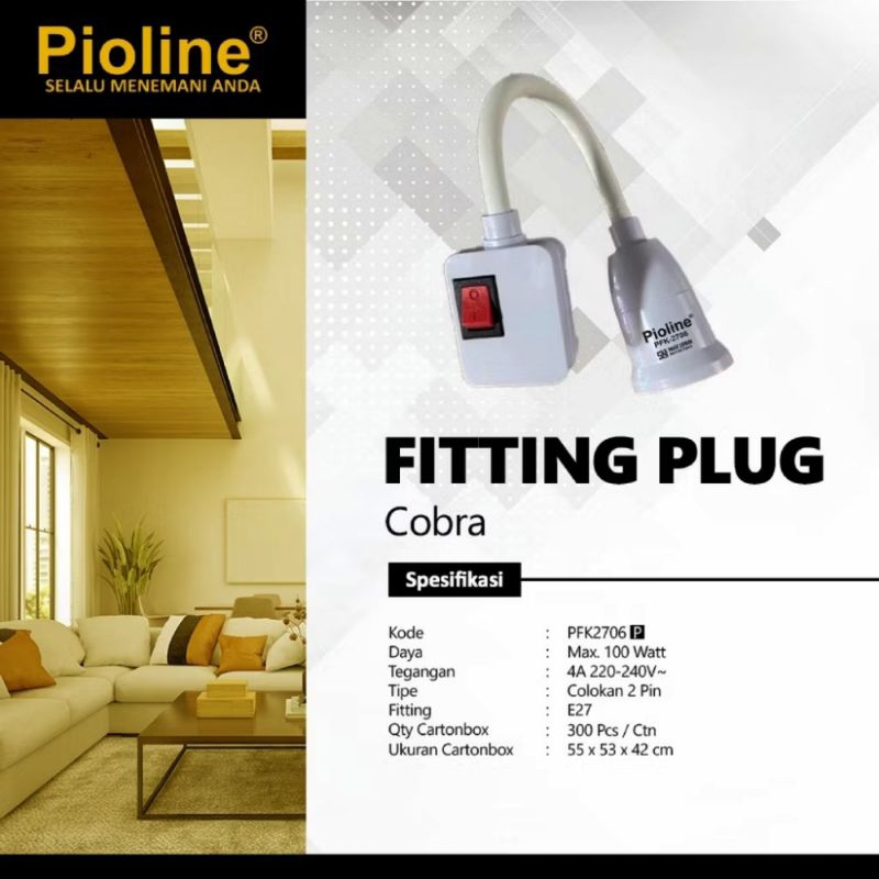 Fitting Colok Flexible on off / Fitting Lampu Portable Wall Socket Screw Lamp Holder 25cm Pioline Fi