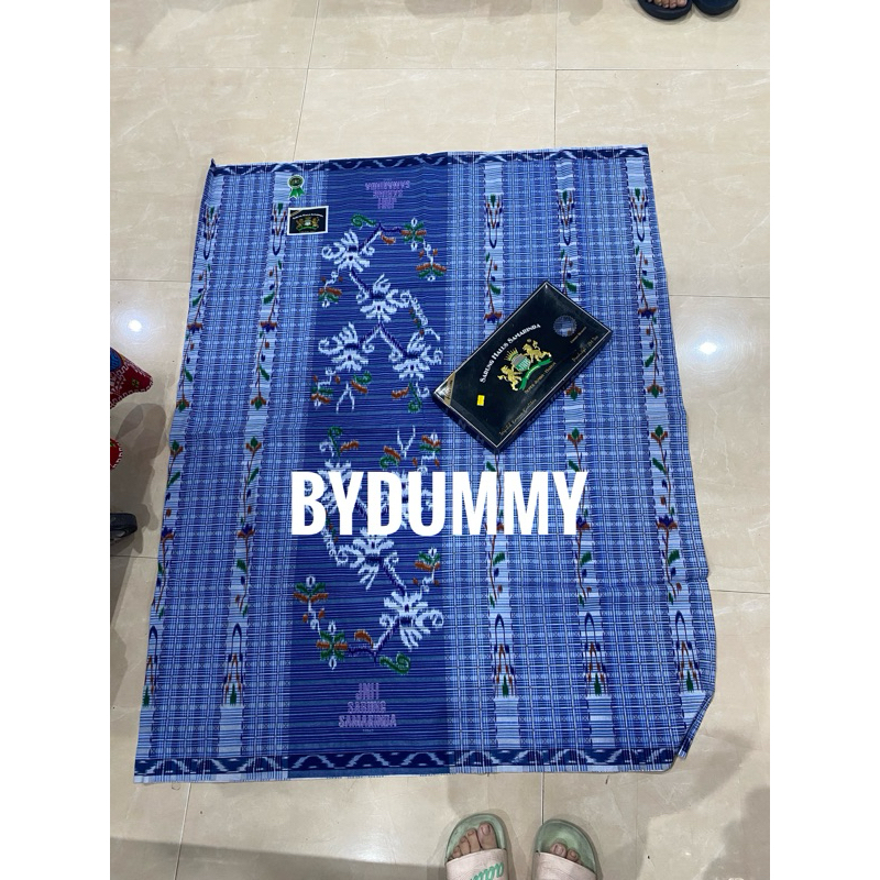 Sarung Goyor Samarinda murah grosir harum jumbo merk JNH warna biru motif kembang penghabisan stok m