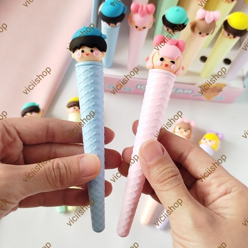 

Pulpen Gel Ice Cream Boy Dan Girl [ 0.5mm ]/Pen Gel Karakter Lucu