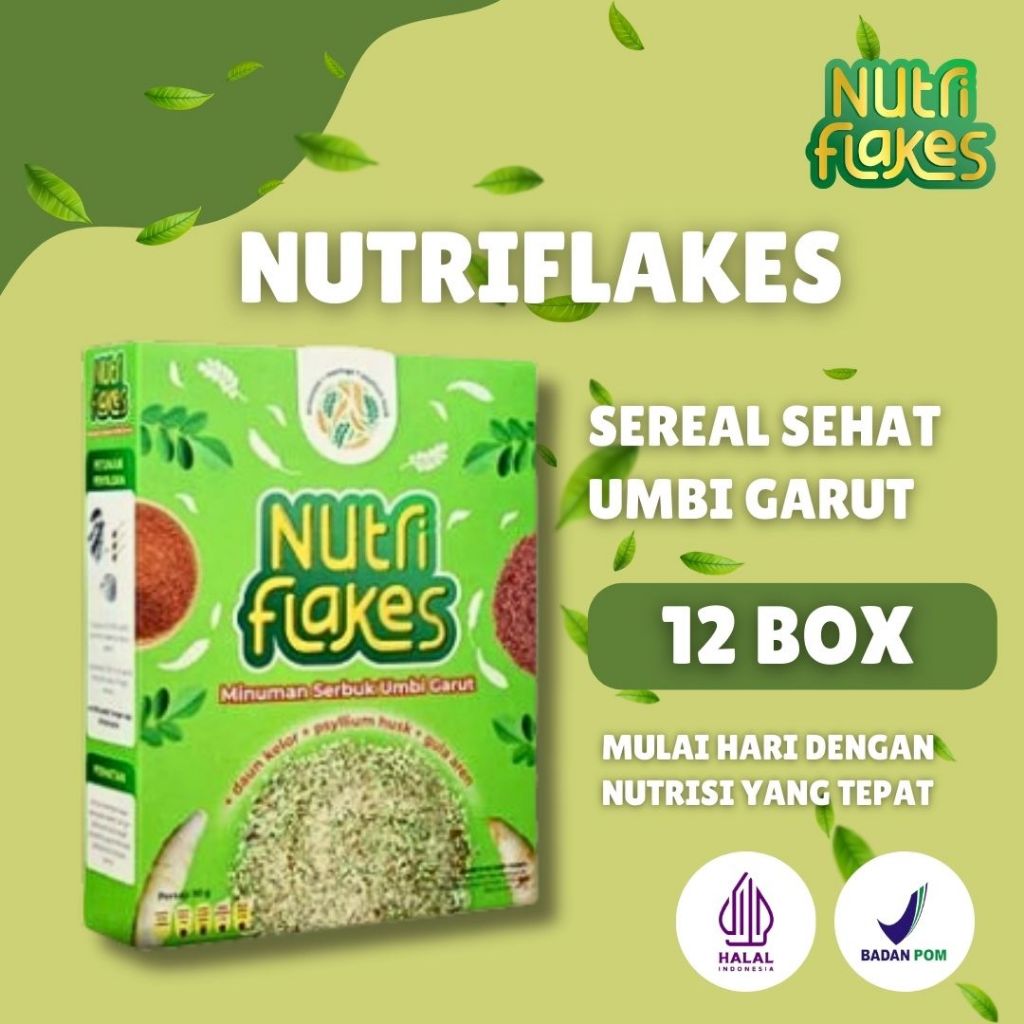 

Spesial Ramadhan NUTRIFLAKES - 12 Box - Sereal Super Food Umbi Garut Ampuh Atasi Asam Lambung.