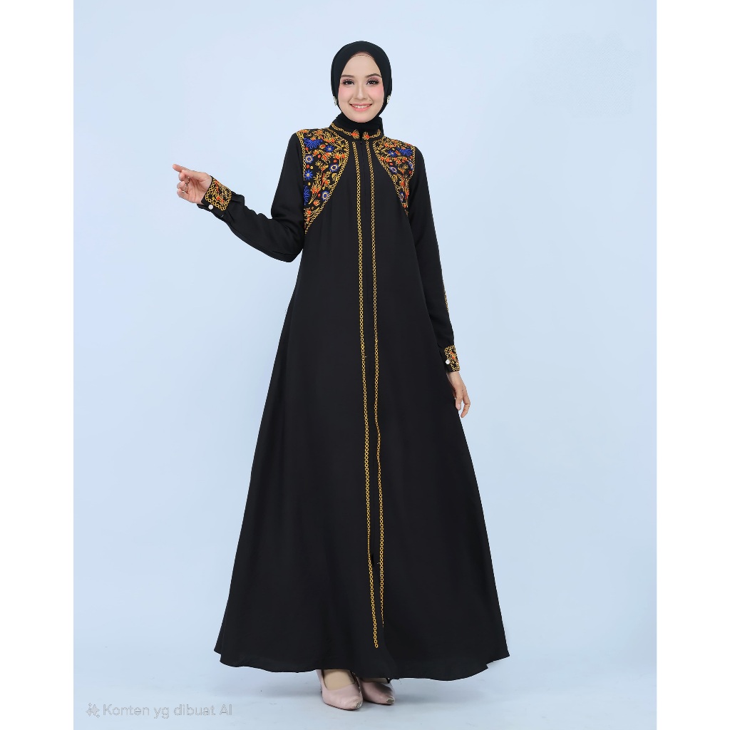 Afisya - Baju Gamis Wanita Hikmah Dress Katun Crispo Gamis Bordir Baju Gamis Model Terbaru