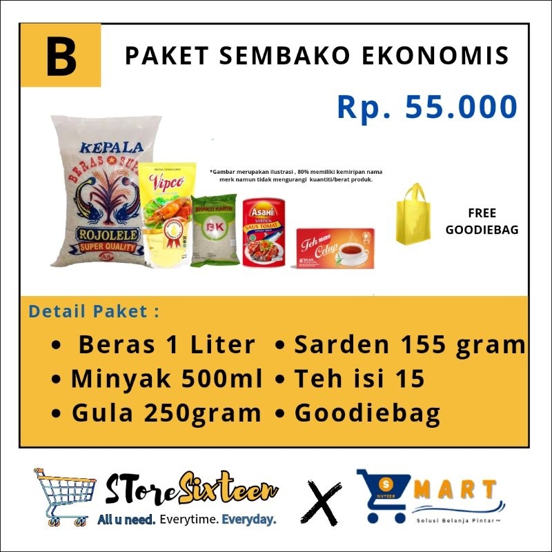 

Paket Sembako Ekonomis 50 Ribuan B Free Goodiebag / Paket Sembako Murah