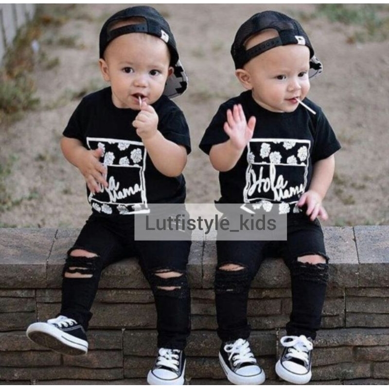 Celana Sobek Anak Laki Laki Clana Jeans Sobek Anak Laki Laki Tanggung Celana Jeans Anak Hitam Ripped