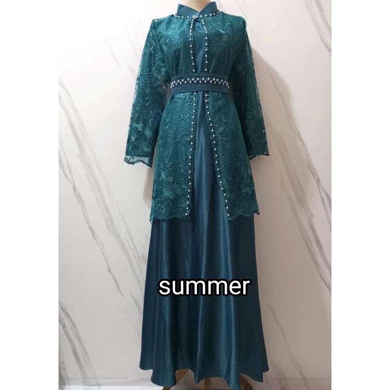 GAMIS MEWAH BRUKAT ROMPI BLUE EMERALD