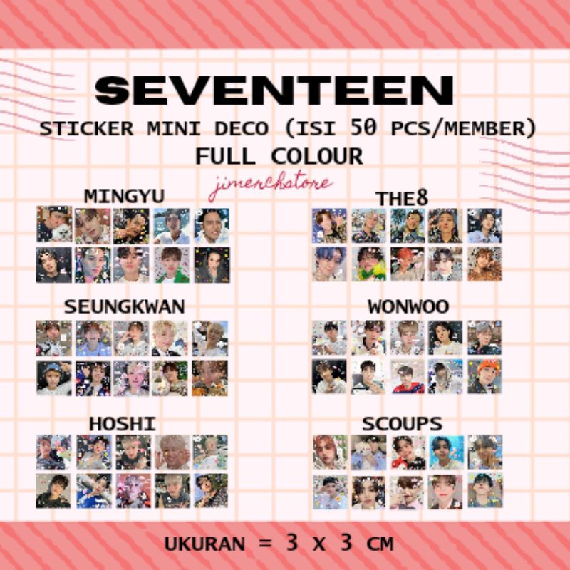 

READY STOCK SEVENTEEN Sticker Mini Deco Isi 50 Full Colour