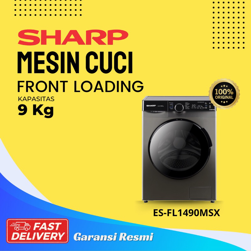MESIN CUCI SHARP ES-FL1490MSX MESIN CUCI FRONT LOADING 9KG