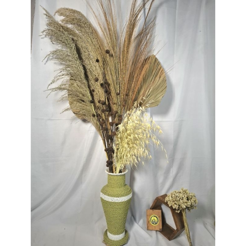 bunga sudut ruang tamu , bunga hiasan rumah , bunga hias +vas 40cm