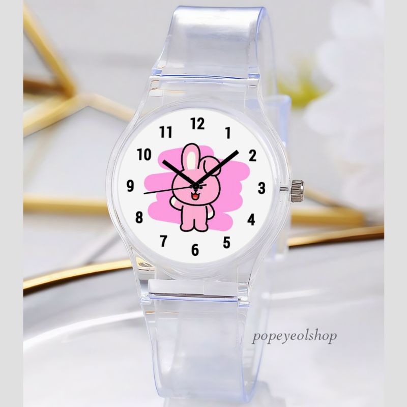 JS29 Jam Tangan Anak Transparan Karakter BT21 Ukuran Kecil