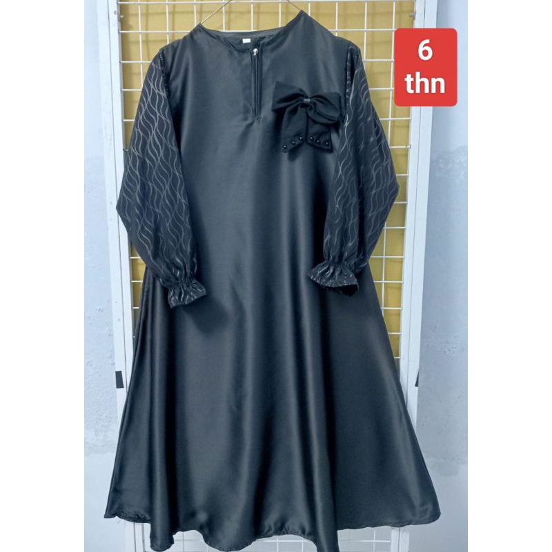 ABAYA ANAK PEREMPUAN 6 TAHUN/ GAMIS HITAM JETBLACK TEMBORO