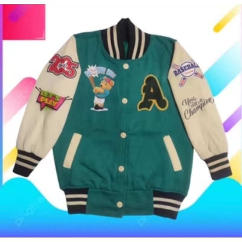 jaket baseball varsity inisial nama bisa kastem