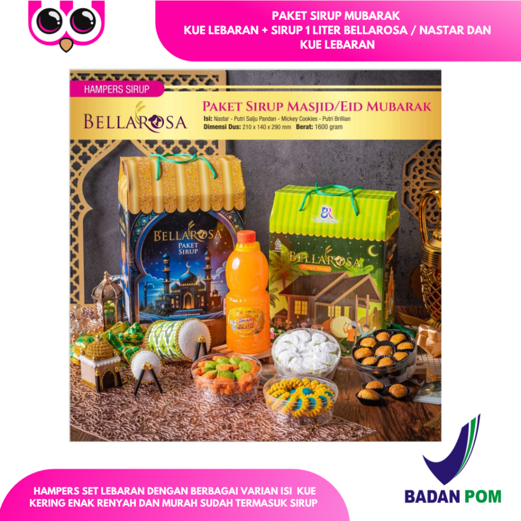 

[ 6 & 7 ] MUBARAK PAKET SIRUP 1 LITER /PAKET KUE LEBARAN + SIRUP 1 LITER BELLAROSA / NASTAR DAN KUE LEBARAN