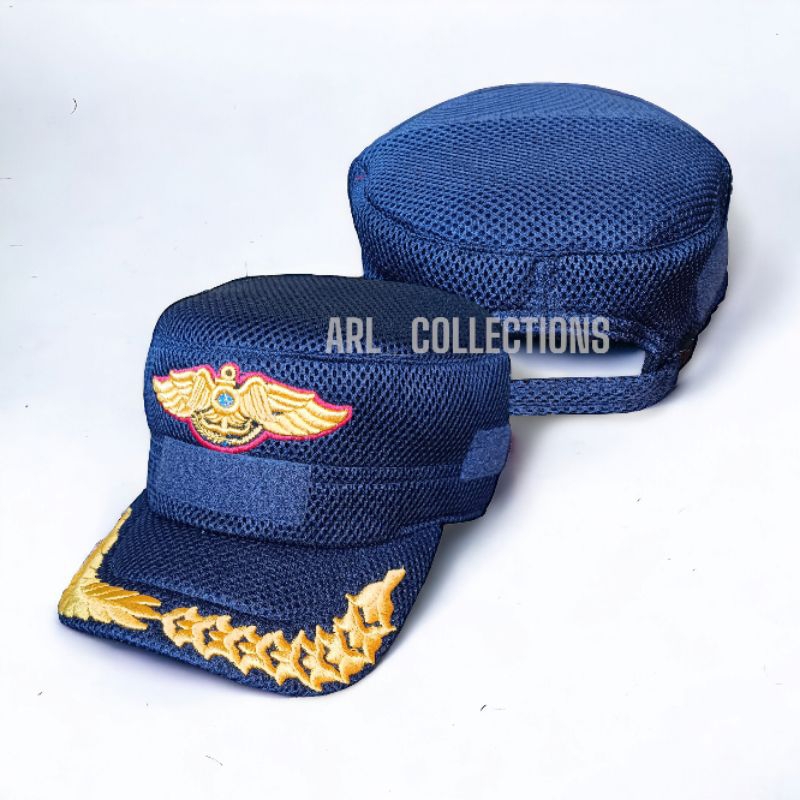topi pet komando dishub pamen bordir timbul 3D double mess biru navy