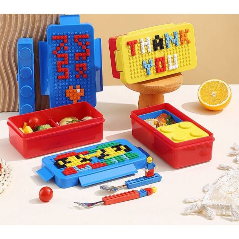 READY STOCK LEGO Lunchbox/ Set Alat Makan Lego / LEGO Set Kotak Makan