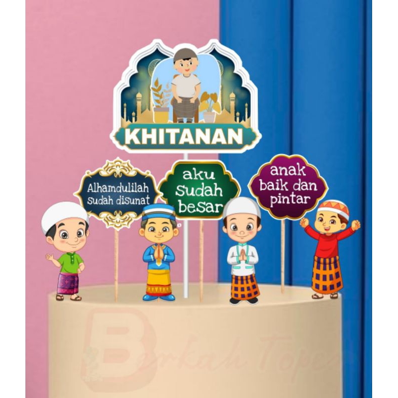 topper Khitan, topper cake, hiasan kue ulang tahun topper karakter Khitan