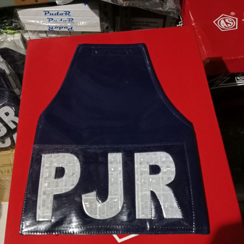 Banlengan PJR bahan kalep biru dongker, tulisan scotlet