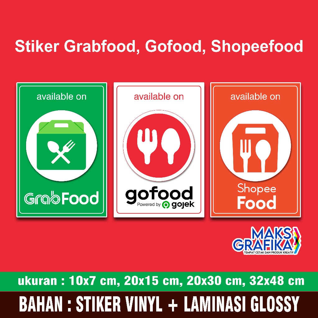 Stiker Go food /Grab food/Shopefood