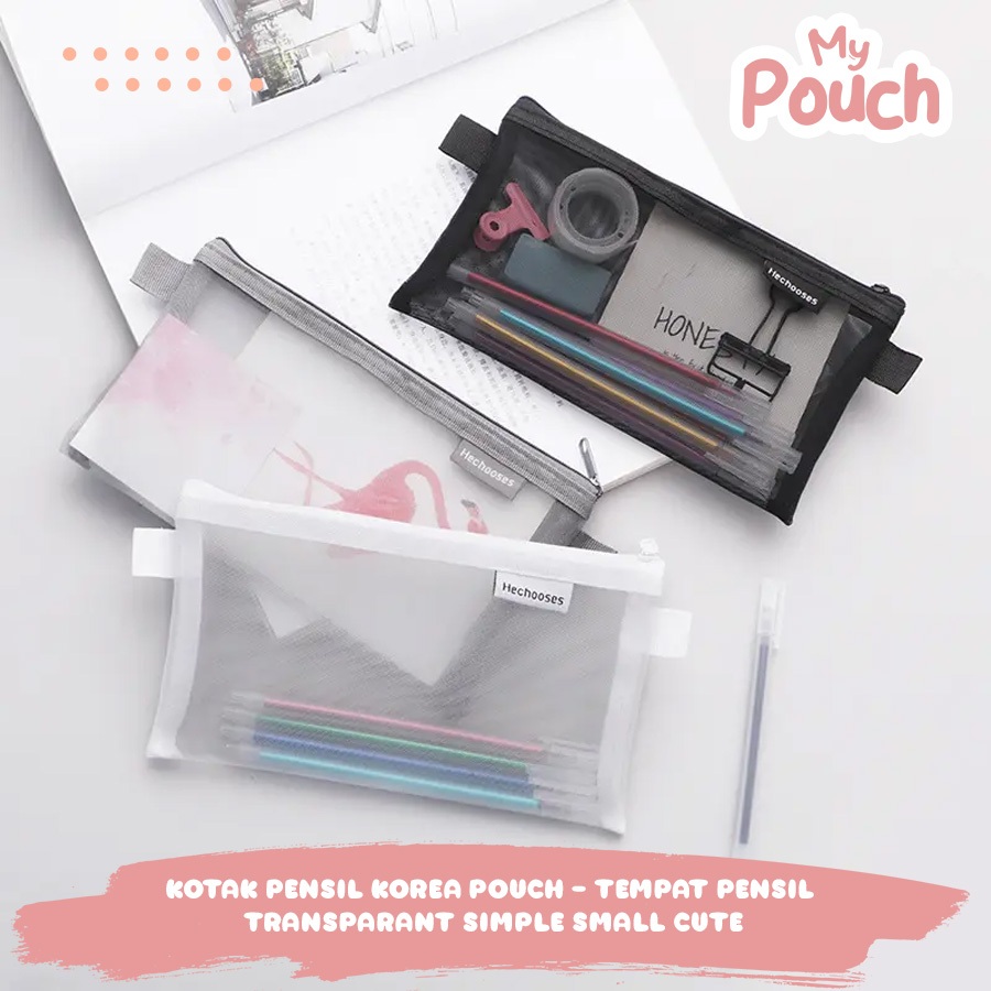 

Kotak pensil korea pouch/ tempat pensil transparant simple bening/pencil case mini