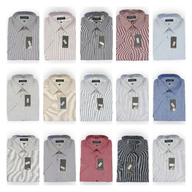 Kemeja ALISAN Motif Lengan Pendek Regular Size Jumbo 16½-34(2XL) - 17½-36(4XL) Panjang Pria Dewasa