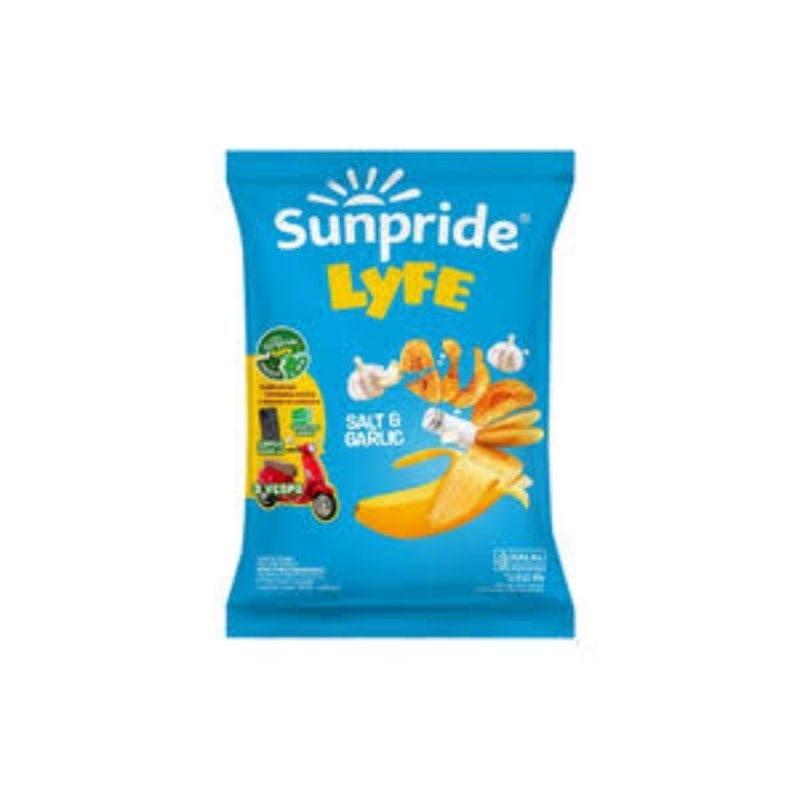 

Sunpride lyfe salt & garlic 55gr sale exp April 2025 kripik pisang rasa bawang gurih dan coklat