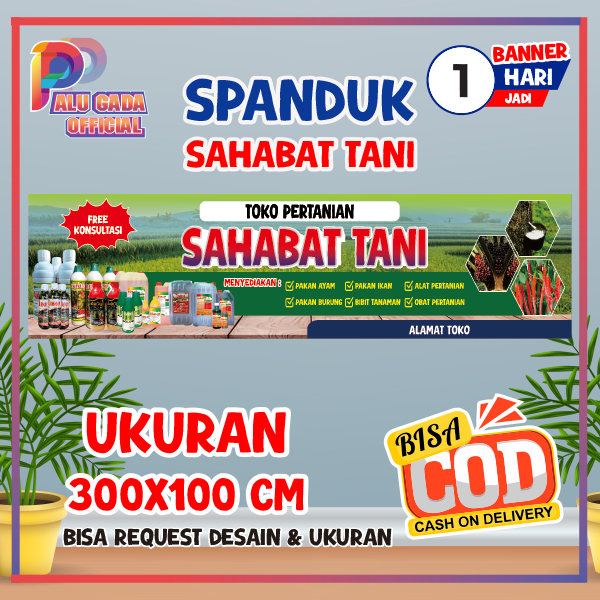 cetak spanduk banner baliho murah warung sahaba tani costem ukuran bisa ganti nama