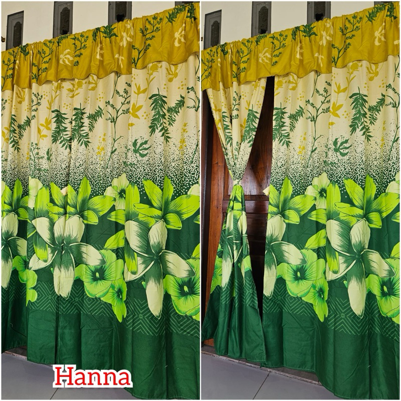 Gorden pintu bunga hijau Gorden pintu gorden motif jendela korden murah grosir korden grosir gorden 
