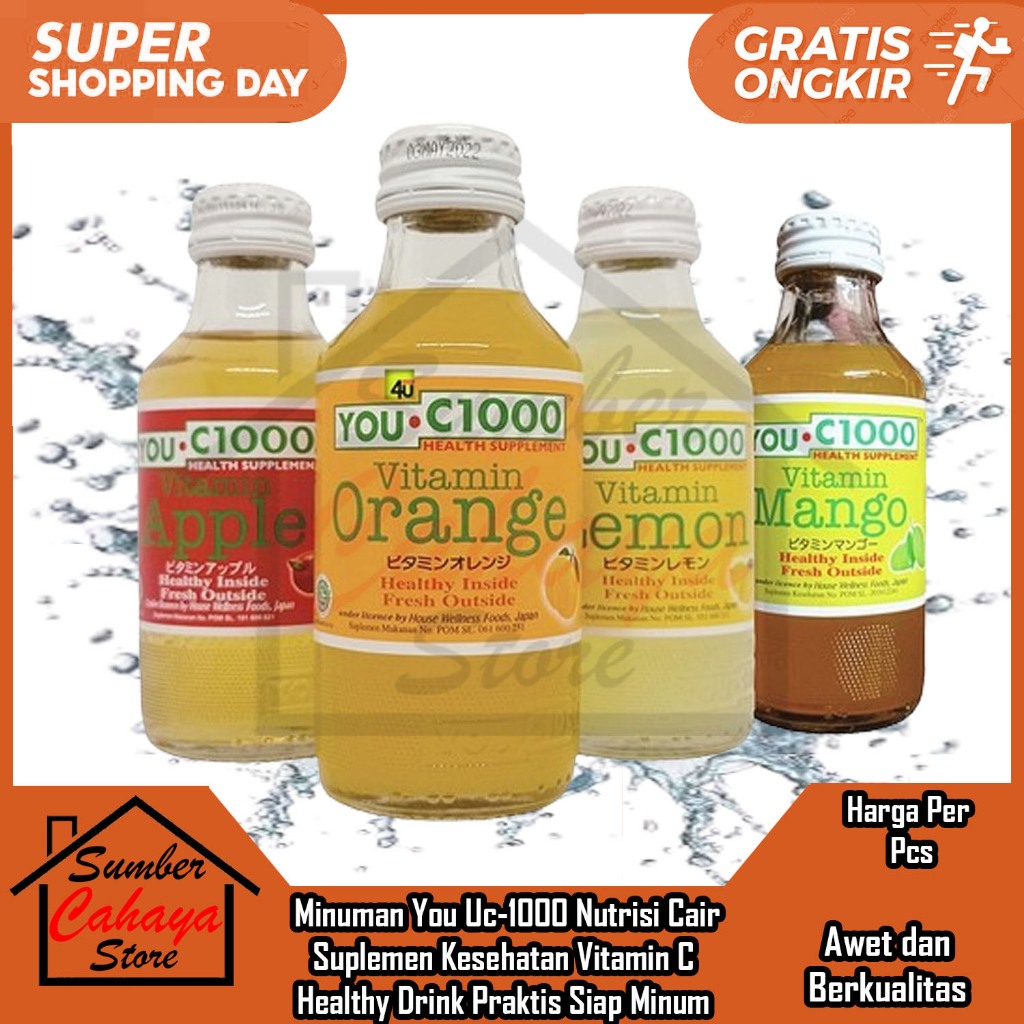 

YOU C1000 Minuman Suplemen Kesehatan Vitamin Aneka Rasa Orange Lemon Mango Healthy Drink Praktis Siap Minum Penyembuhan Obat Sariawan Tenggorokan Kering Memelihara Kekuatan Kulit Lls Nutrisea Nutrisi Cair