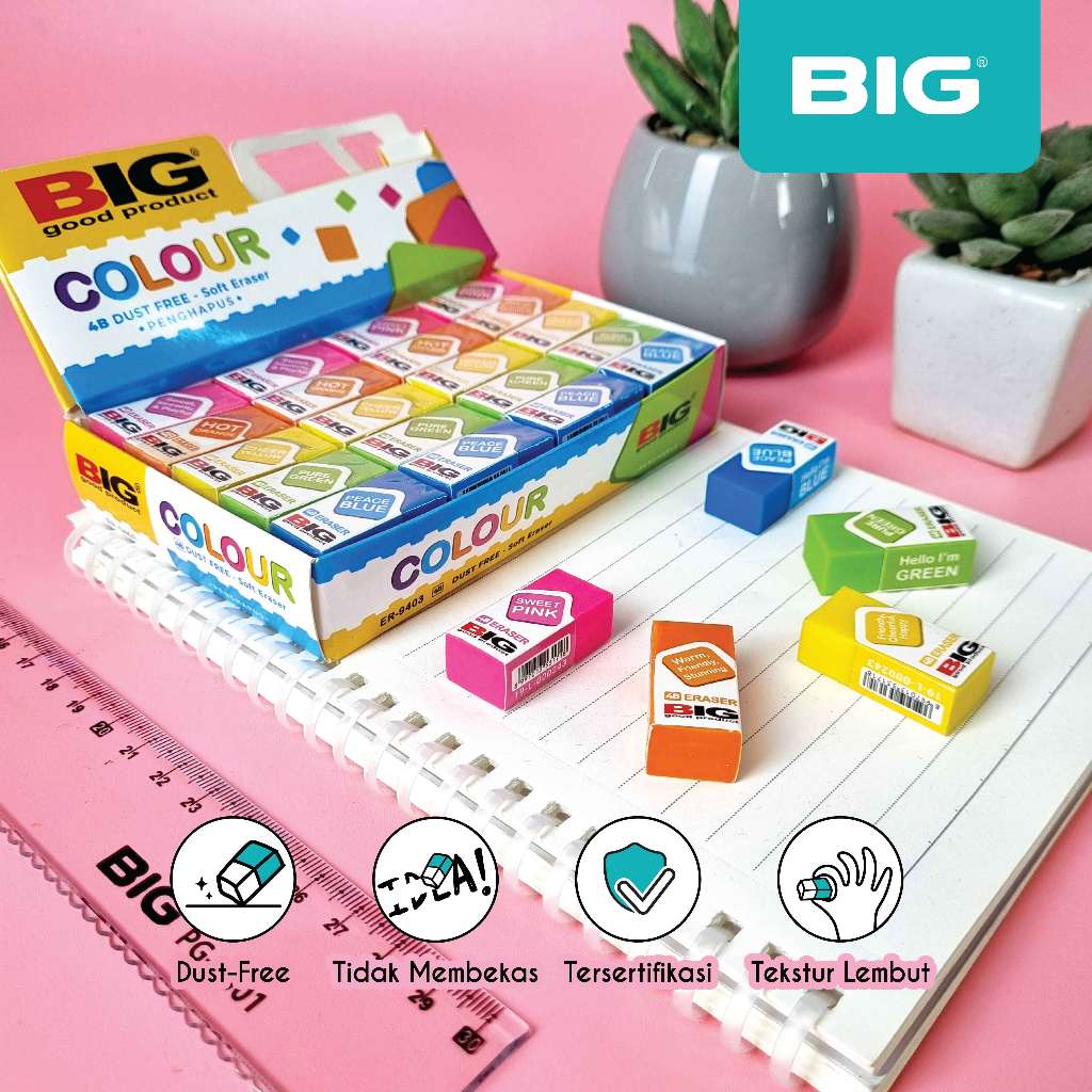 

40 Pcs BIG Penghapus / Eraser Pensil Warna Warni Colour Kecil Dust Free ER-9403