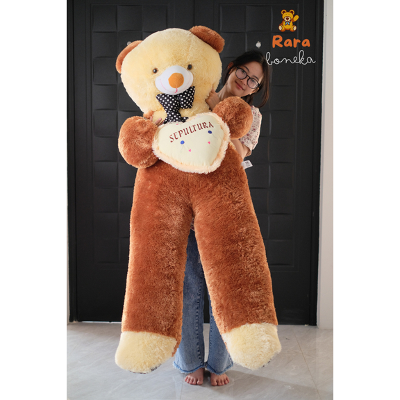 Boneka Jumbo Ukir Nama TEDDY BEAR 1,3 Meter SNI Beruang Besar Bordir Kado Hempers