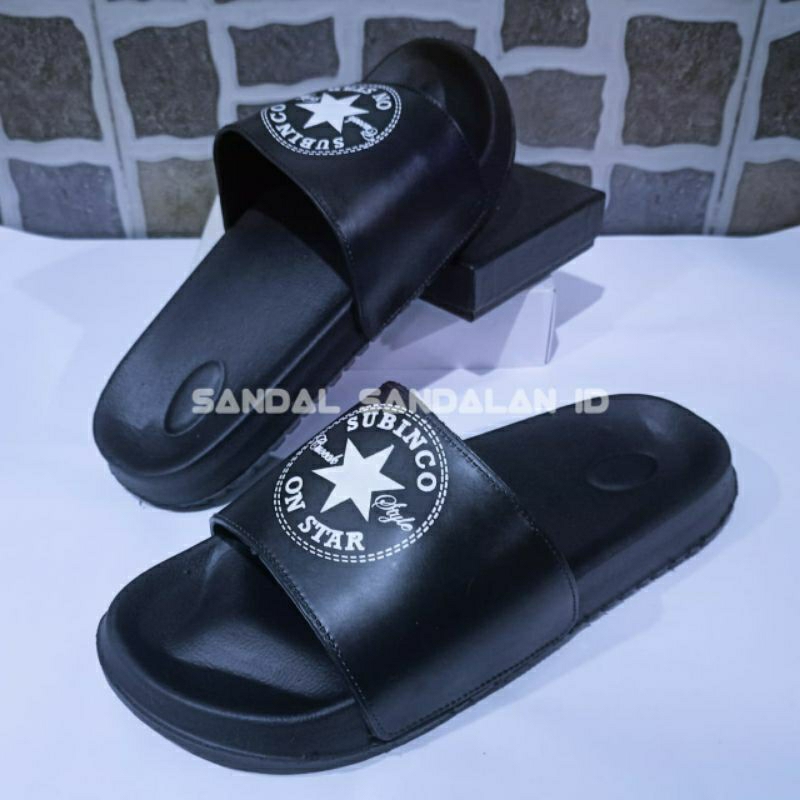 SUBINCO Sandal Selop Pria Terbaru | Sandal Sandal Slip On Cowok Dewasa Subinco SB-614 HITAM