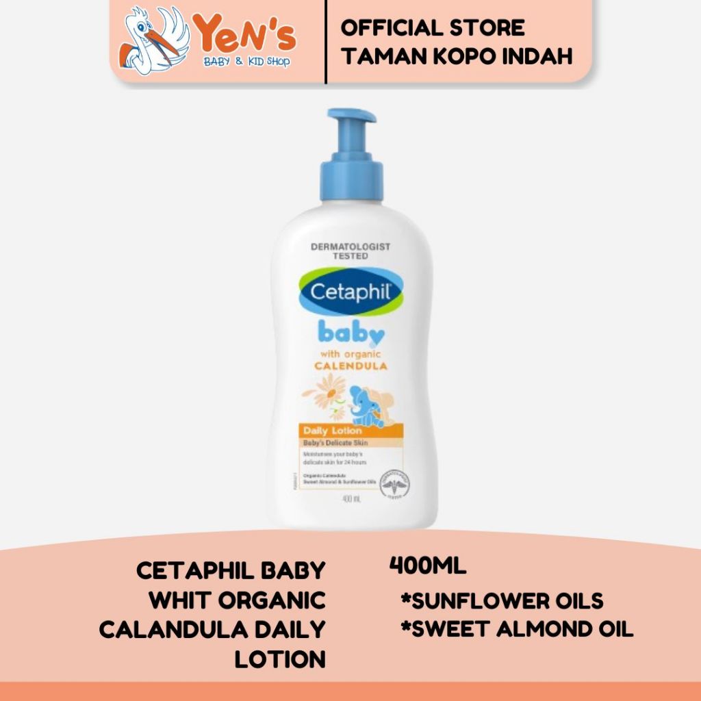 Cetaphil Baby with Organic Calendula Daily Lotion 400ml dengan Calendula, Glycerin, Sweet Almond Oil