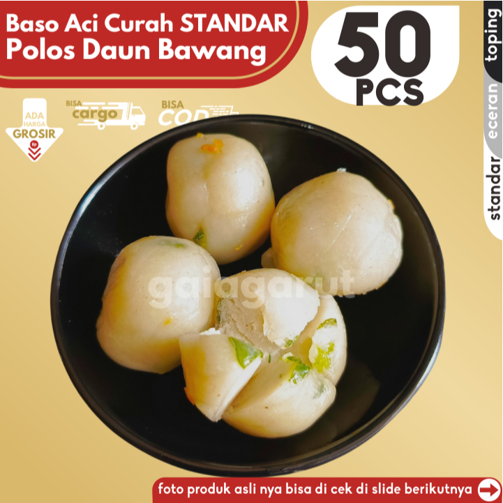 

Baso Aci CILOK STANDAR 50pcs PENTOL POLOS dengan campuran DAUN BAWANG segar by Gaiagarut