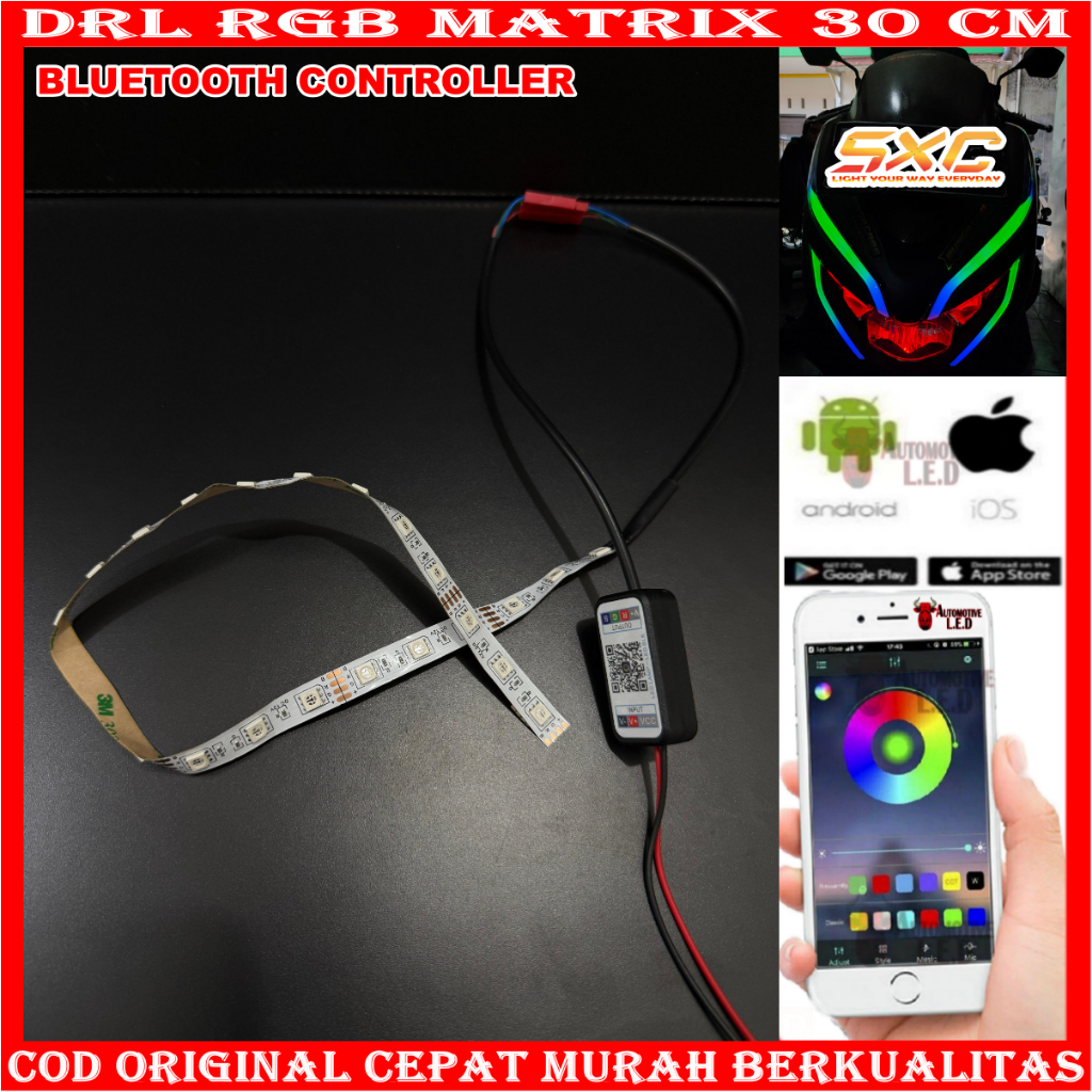 LAMPU ALIS GEPENG DRL 40 CM RGB BLUETOOTH CONTROLLER 24 LED | ALIS 40 CM RGB LAMPU ALIS 40 CM RGB DE