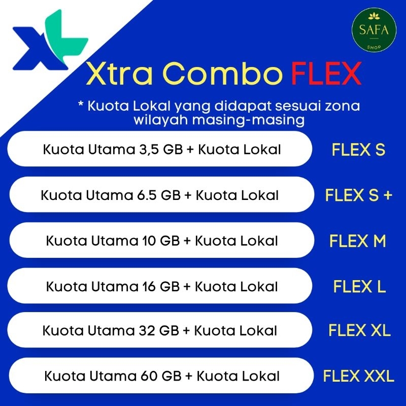 Kuota XL Xtra Combo Flex S S+ M M+ L L+ XL XXL XXXL -  Paket Data Inject Murah