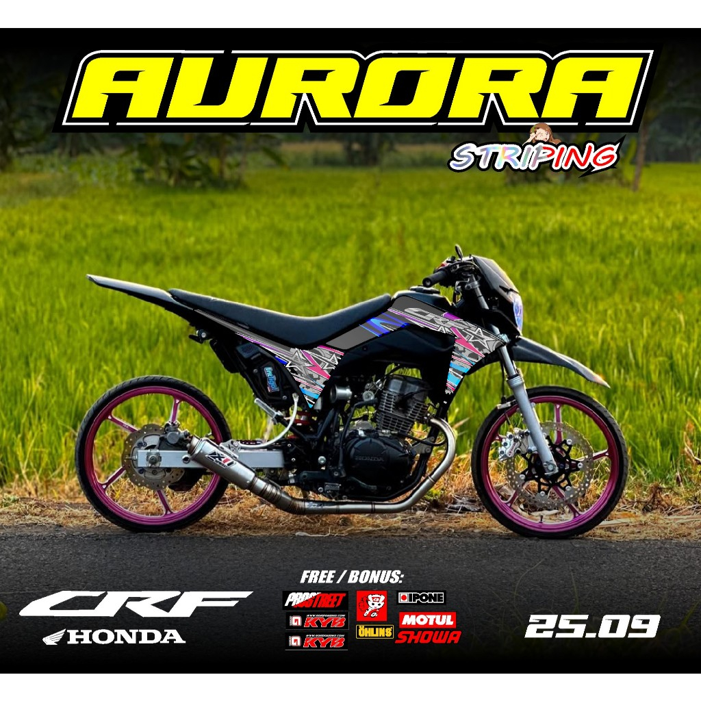 (COD) TERBARU STICKER STRIPING CRF 150 L CRF MERAH PUTIH HITAM STRIPING CRF API CRF 150 ORIGINAL FUL