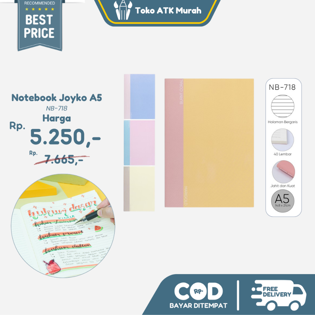 

Notebook Joyko NB-718 A5 Buku Tulis Catatan Bergaris Ruled