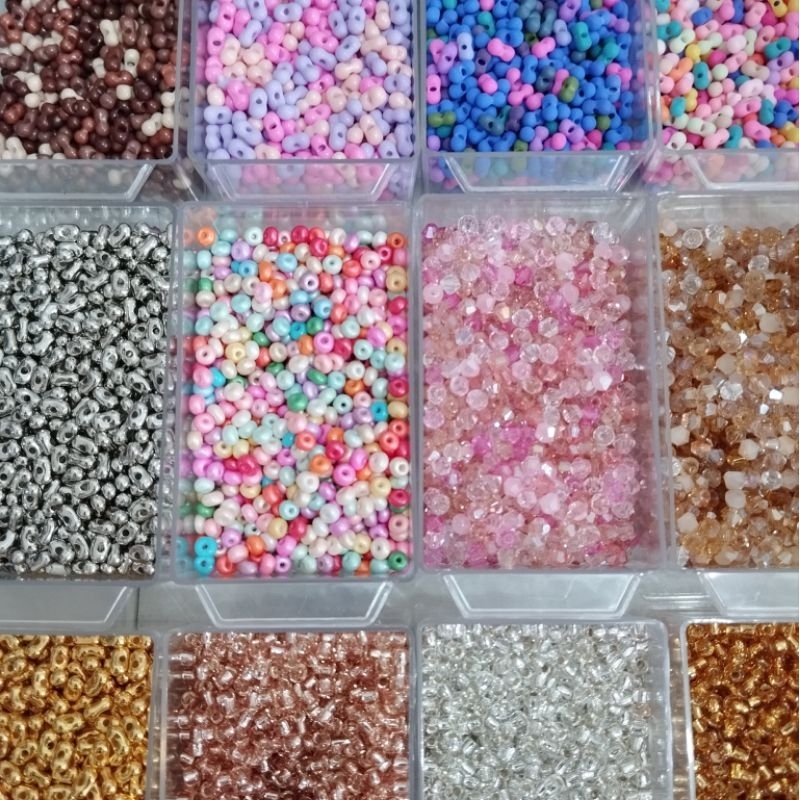 Manik Glassbeads - Kacang/Donut/Bicone/Pasir Jepang