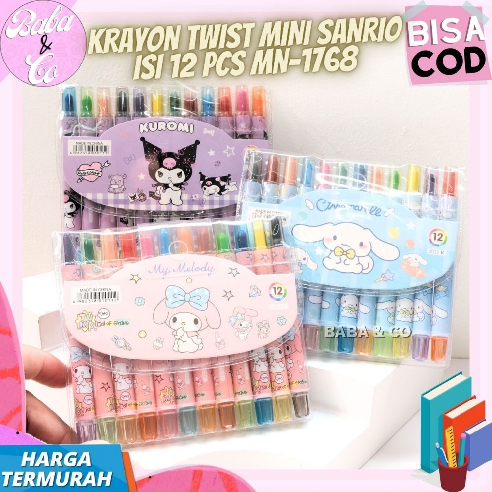 

KRAYON TWIST SANRIO MINI 1 SET 12 WARNA CRAYON TWIST MINI SANRIO LUCU UNIK KRAYON PUTAR SANRIO KECIL ISI 12 WARNA