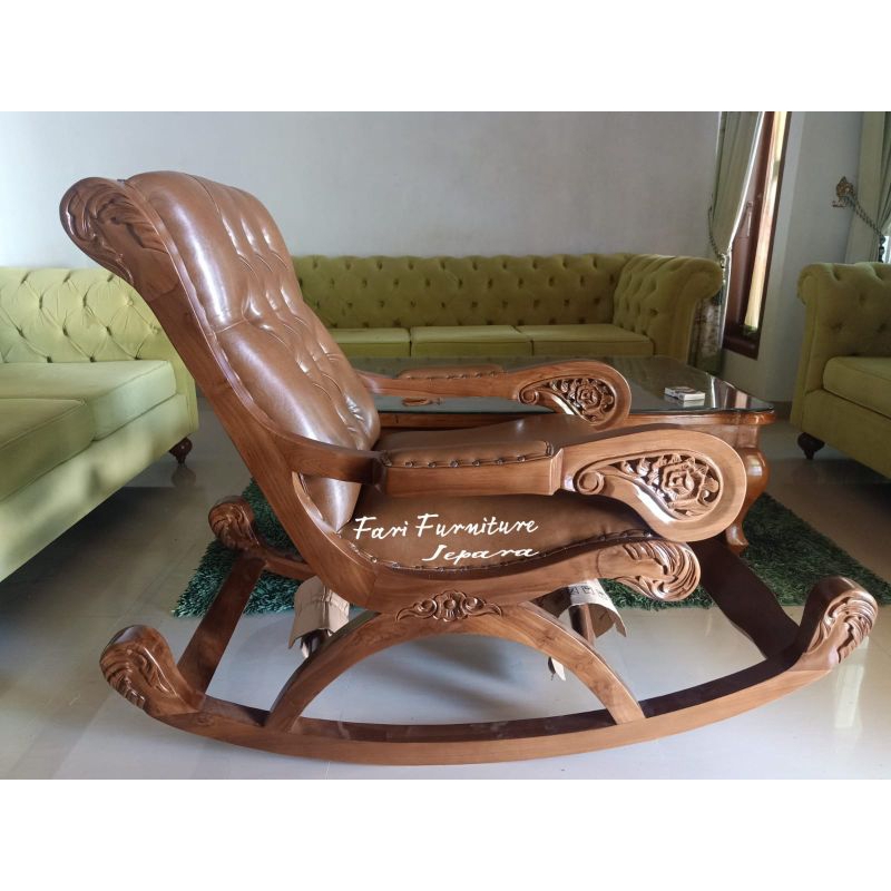 Kursi Goyang Antik Ukir Jati Tua Furniture Jepara