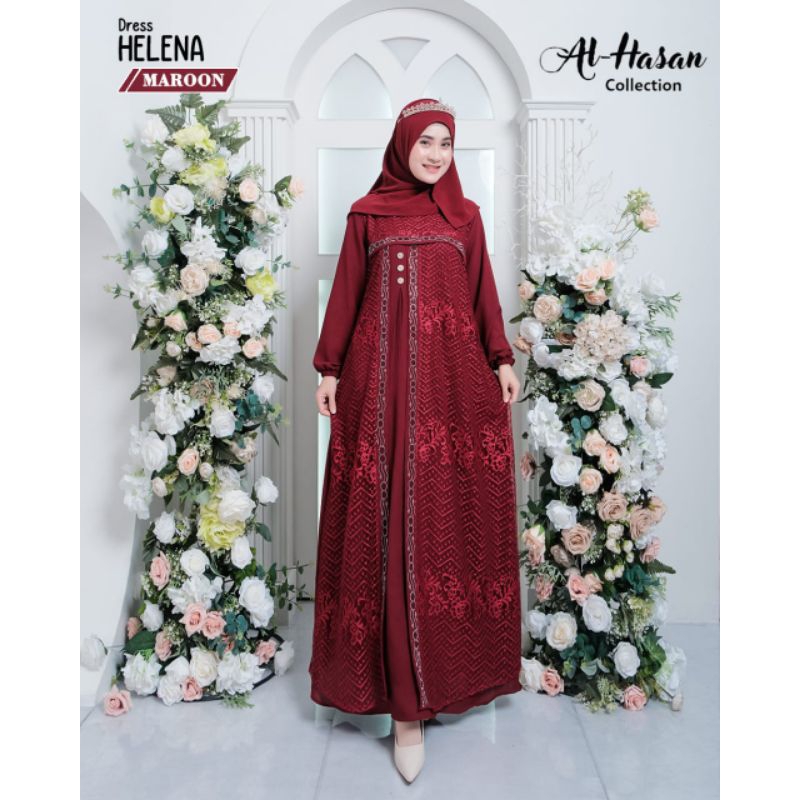 HELENA DRESS by AL HASAN / GAMIS HELENA / GAMIS BROKAT / HELENA GAMIS BRUKAT / GAMIS CEY AIRFLOW / G