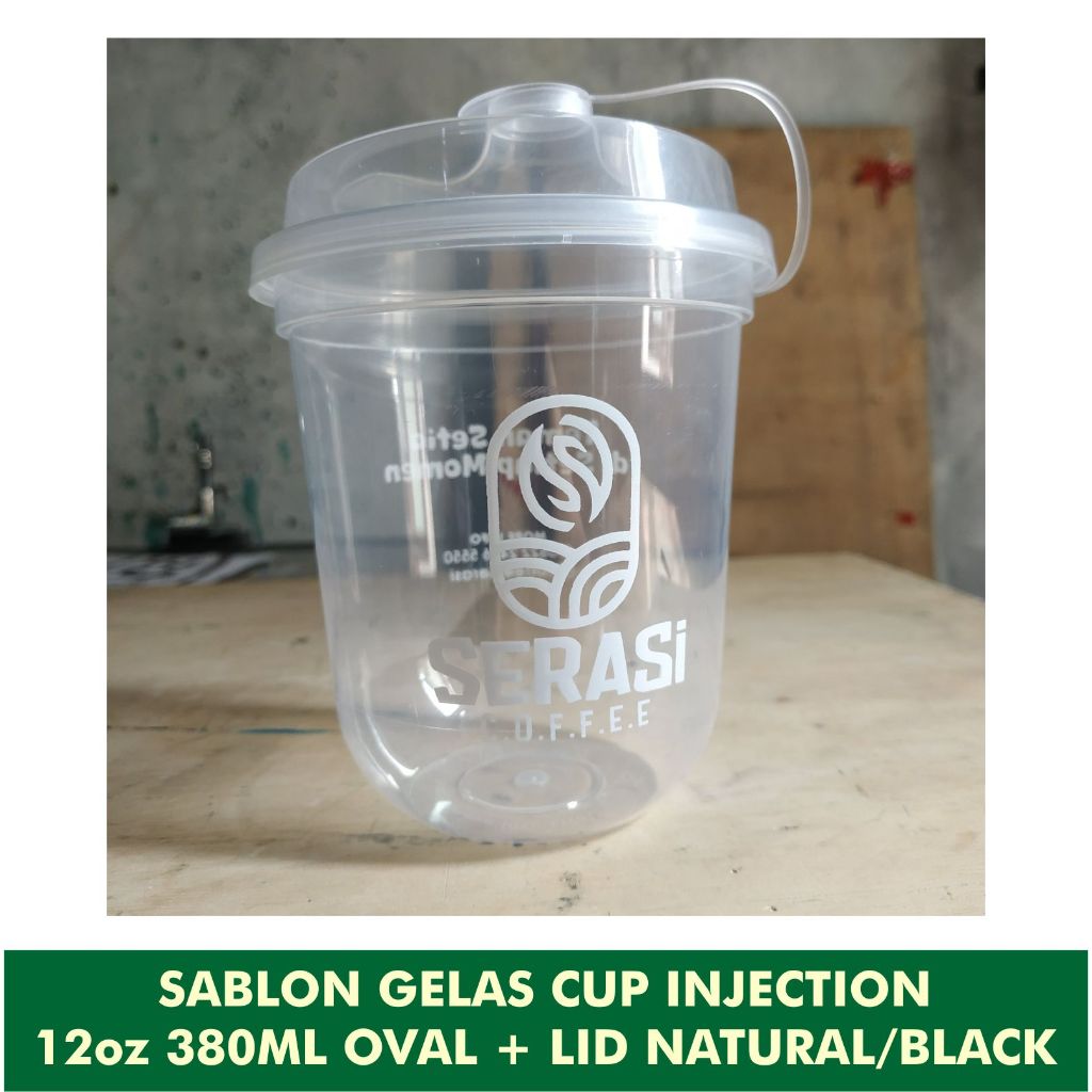 Sablon Gelas Kopi Plastik Injection Oval 12oz 380ML