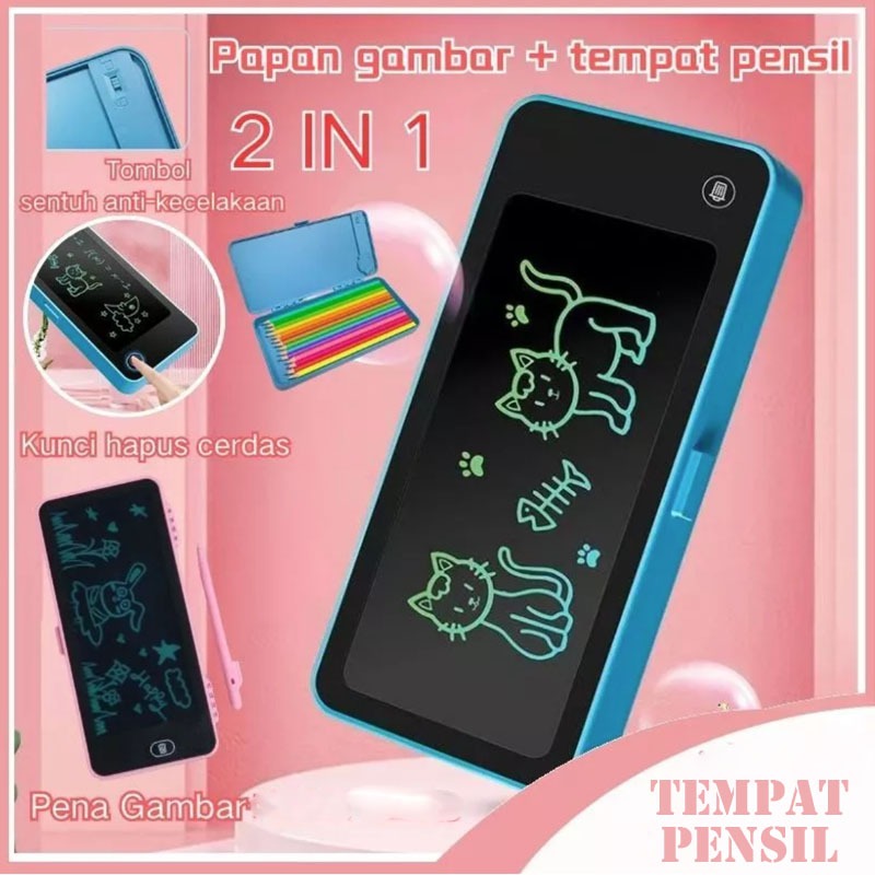 

Drawing Box Kotak Pensil Dan Papan Coret Kreatif Anak Dengan Digital Pad Edukasi/tempat pensil anak/papan tulis anak