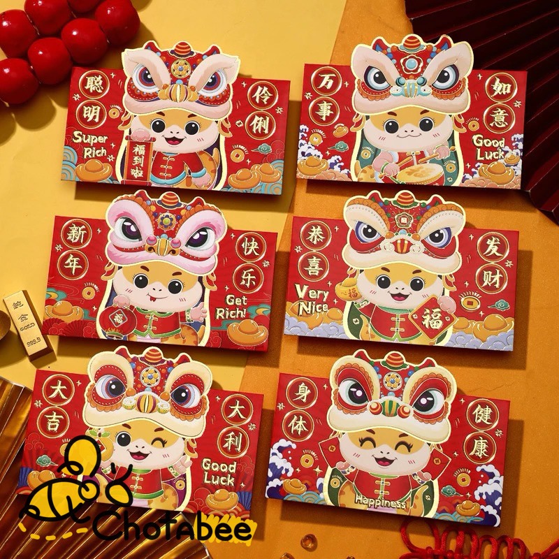 

Angpao Imlek Kuping Premium Horizontal 3D CNY Snake Red Envelope Tahun Baru Ular 2025