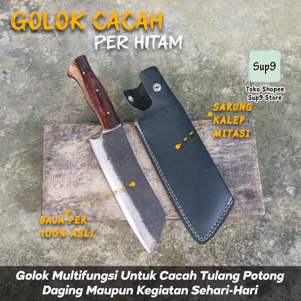 Pisau Daging Full Baja - Cacah Daging Tajam - Pisau Potong Tulang Daging - Pisau Potong Ayam