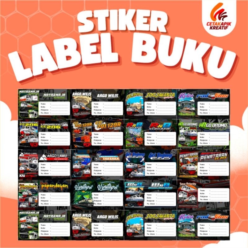 

(isi 44pcs)STIKER LABEL BUKU PELAJARAN SEKOLAH / STIKER MAPEL KAI RAILFANS TERBARU